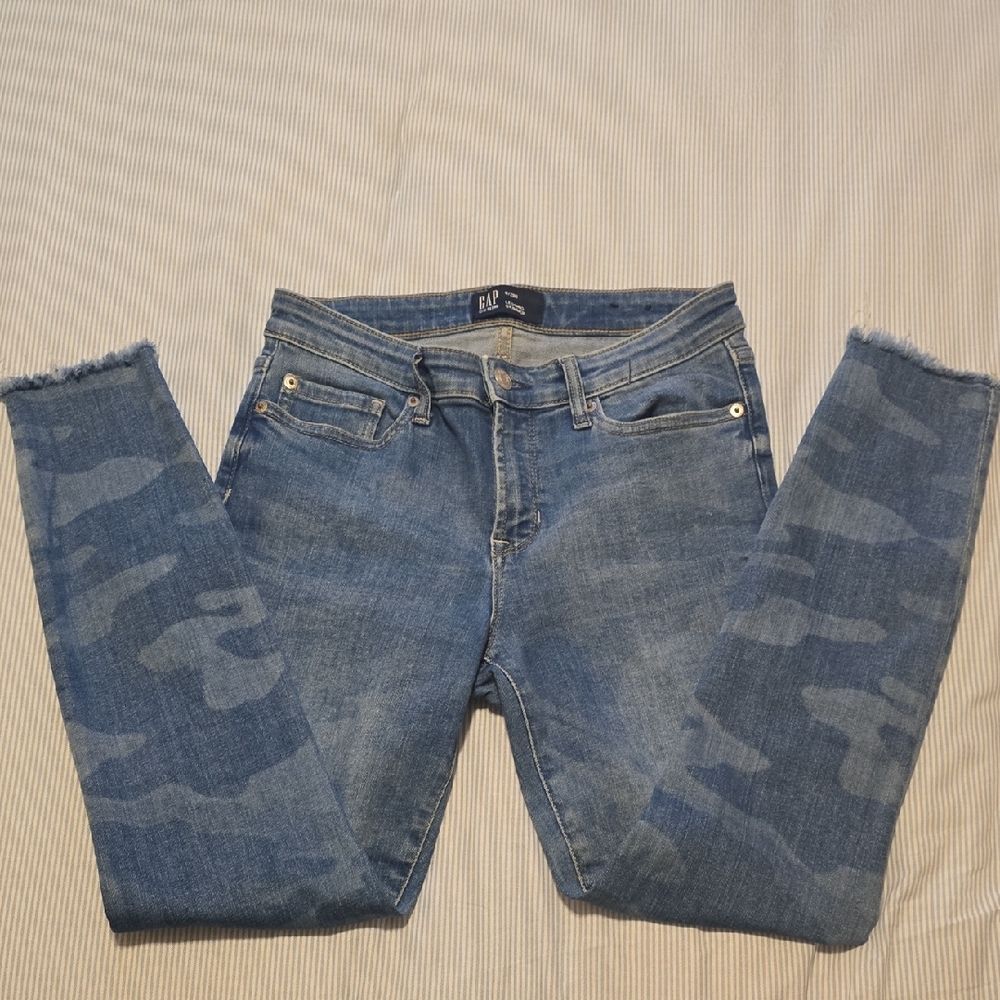 GAP Women's Blue Camouflage Skinny Jeans